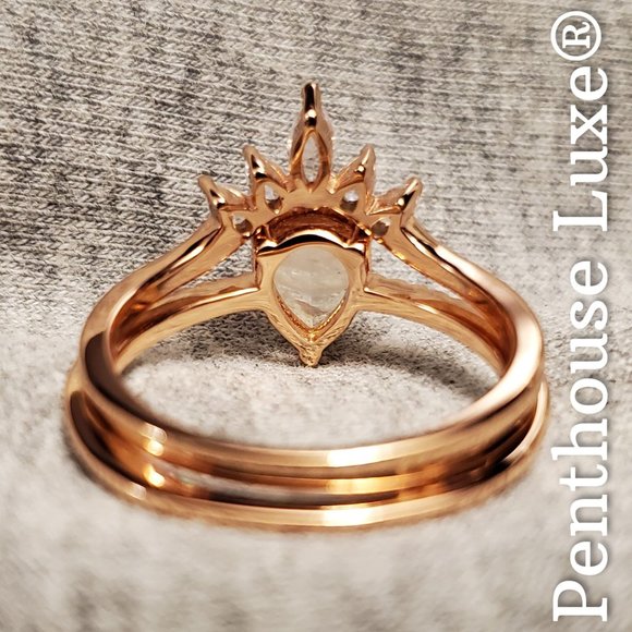 REAL Moonstone White Topaz Ring Set - Picture 4 of 7